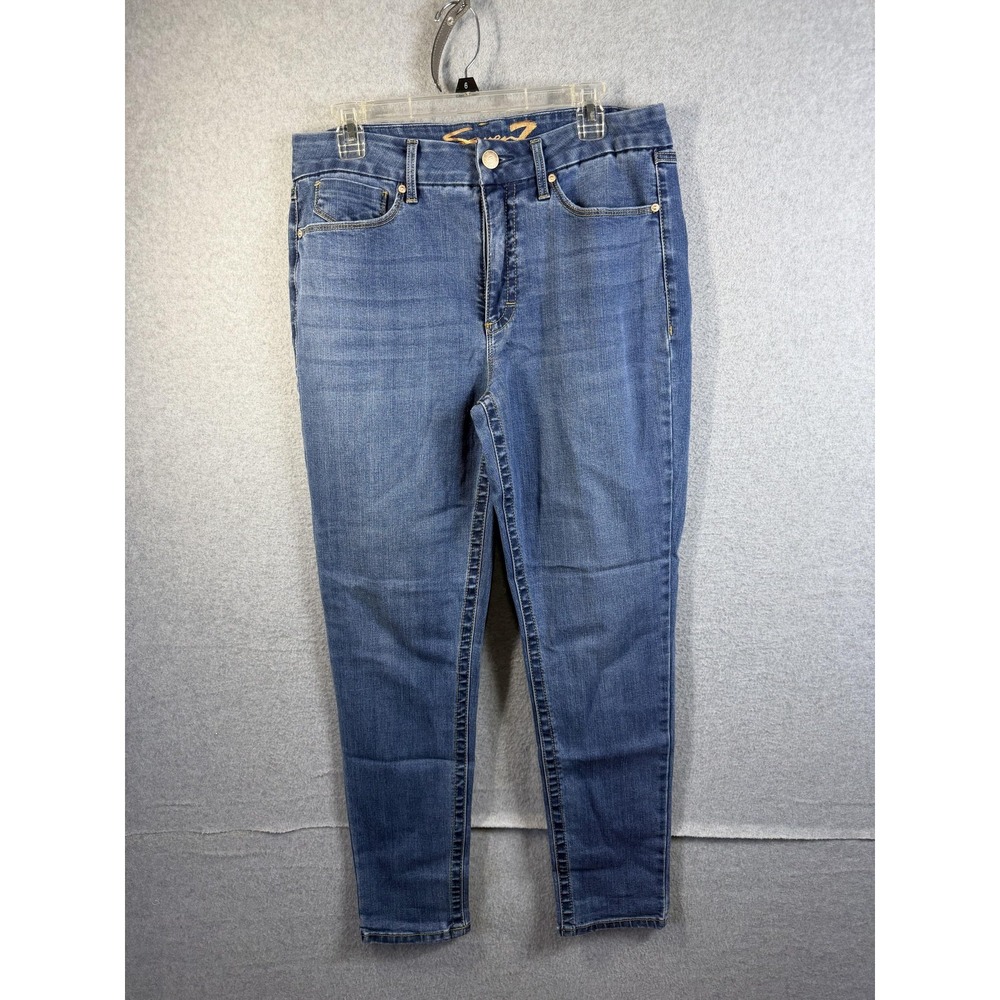 Seven7 Jeans Womens 14 Blue Tummyless High Rise Skinny Stretch Denim Medium Wash